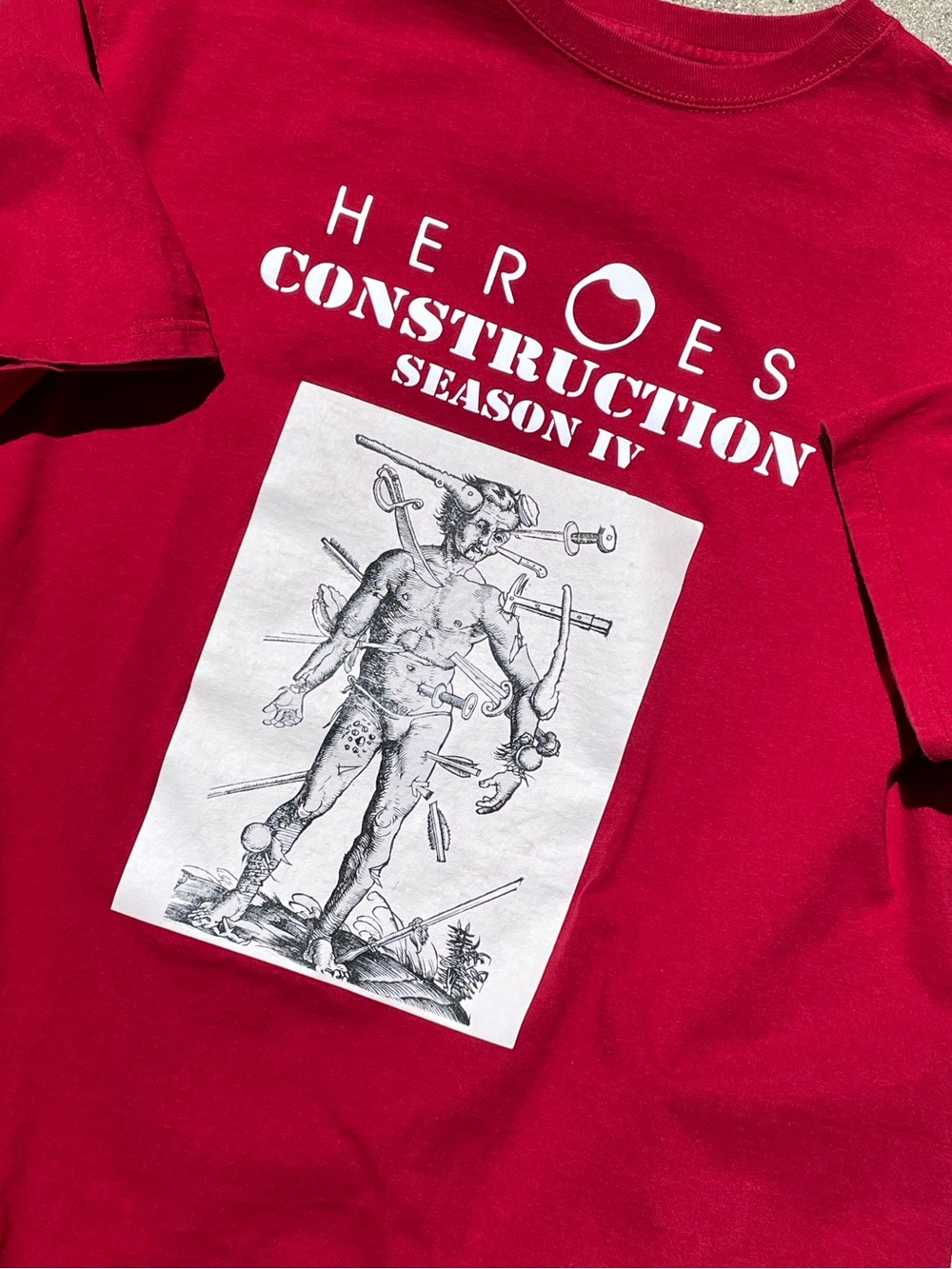 Heroes TV Series Construction Crew Season 4 Graphic Red Shirt Jerzees Size XL